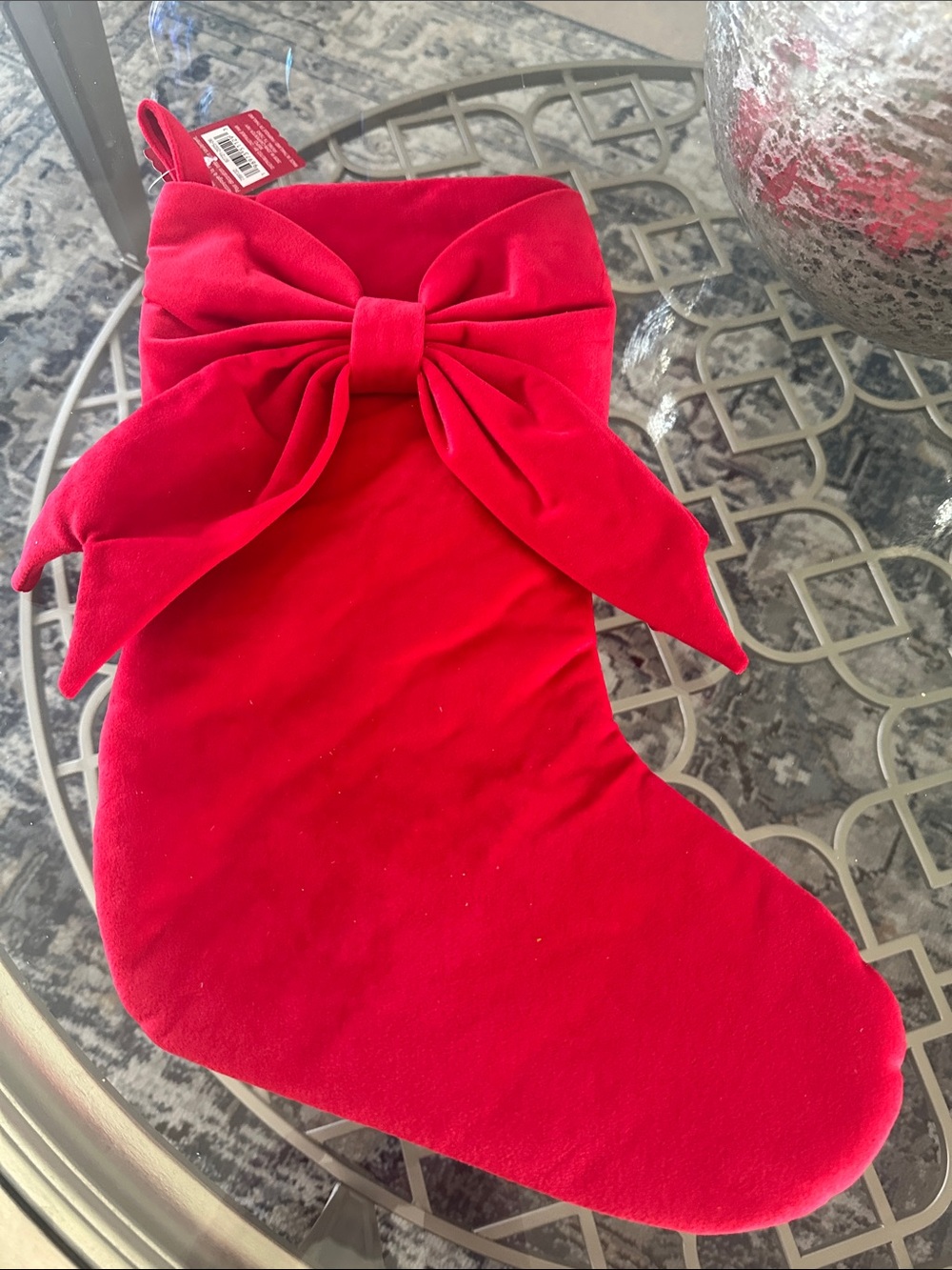 NWT - Ashland Red Velvet Bow Holiday Stocking